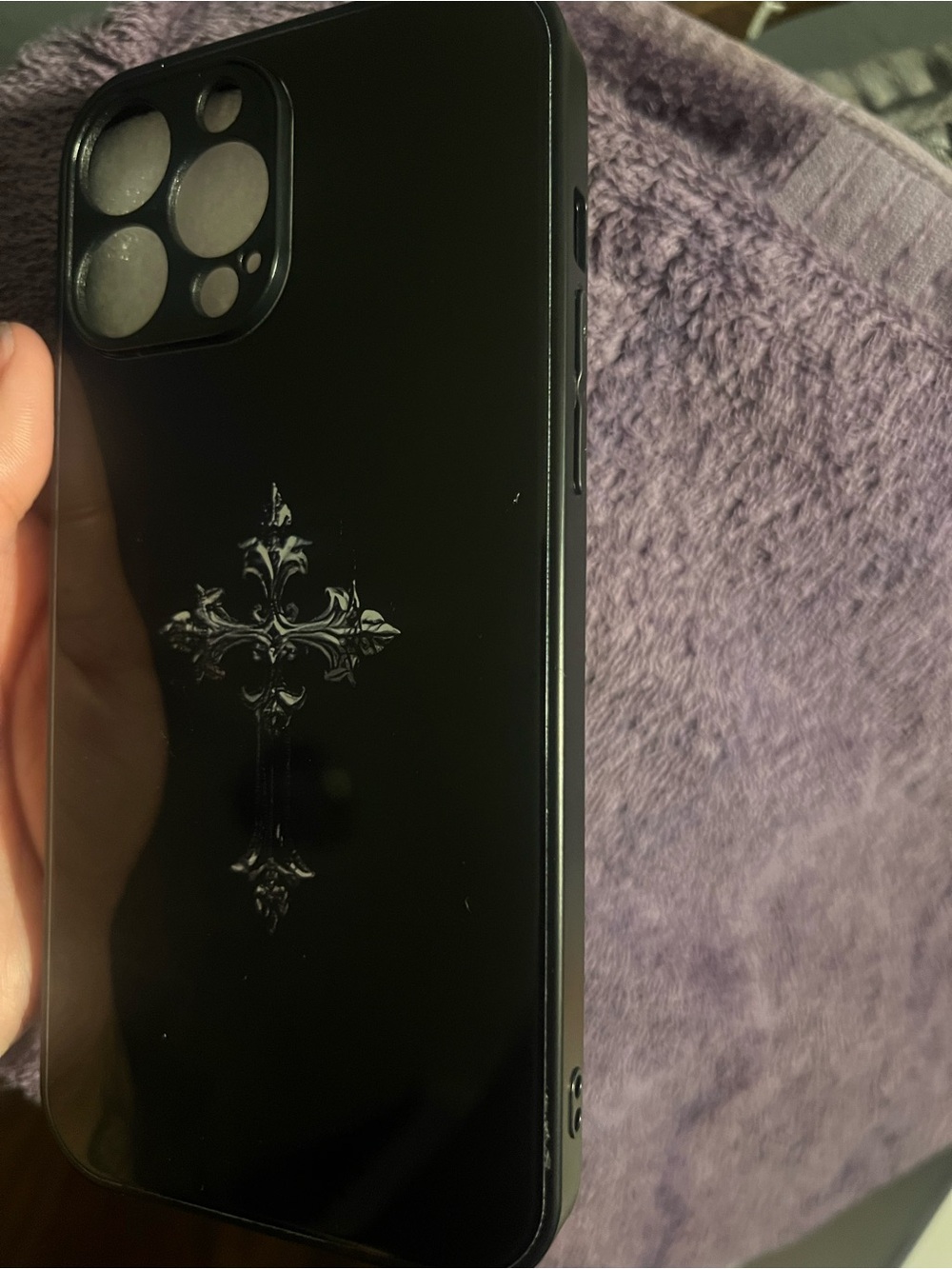 SHEIN Black Decorative Cross iPhone Case